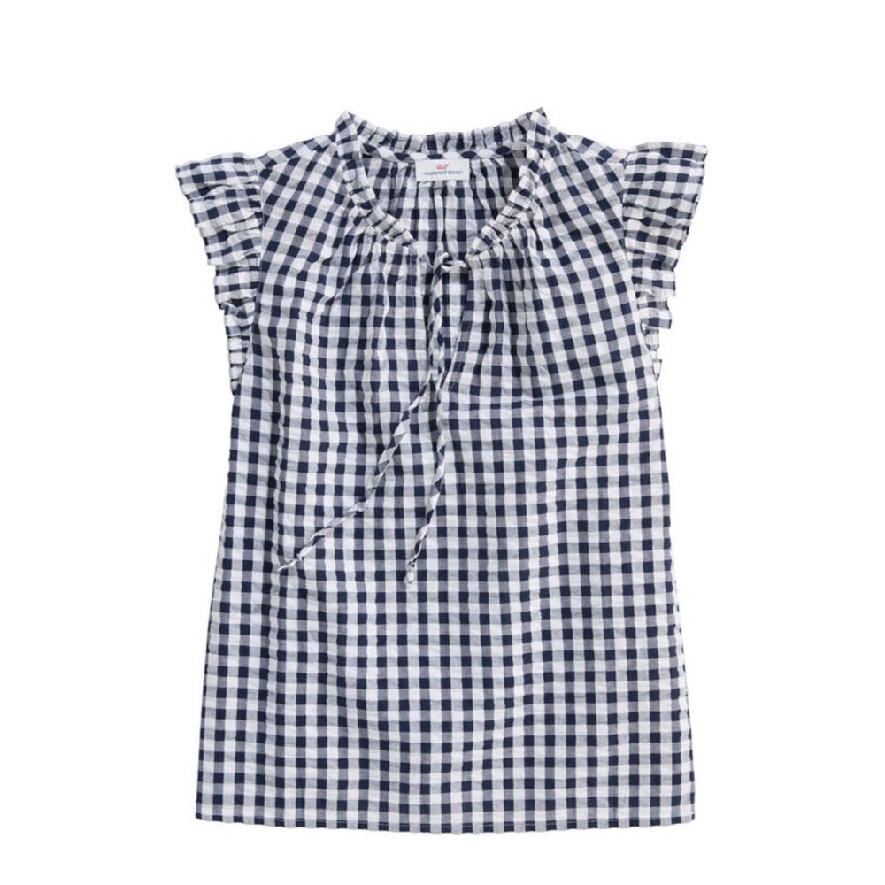 Vineyard Vines Gingham Ruffle Top Size Large